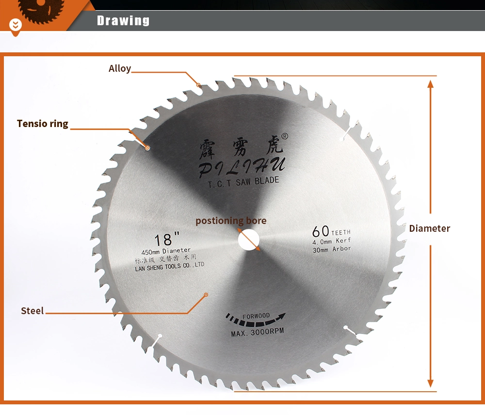 Pilihu 18 Inch 60t Tungsten Carbide Tct Circular Saw Blade for Cutting Wood