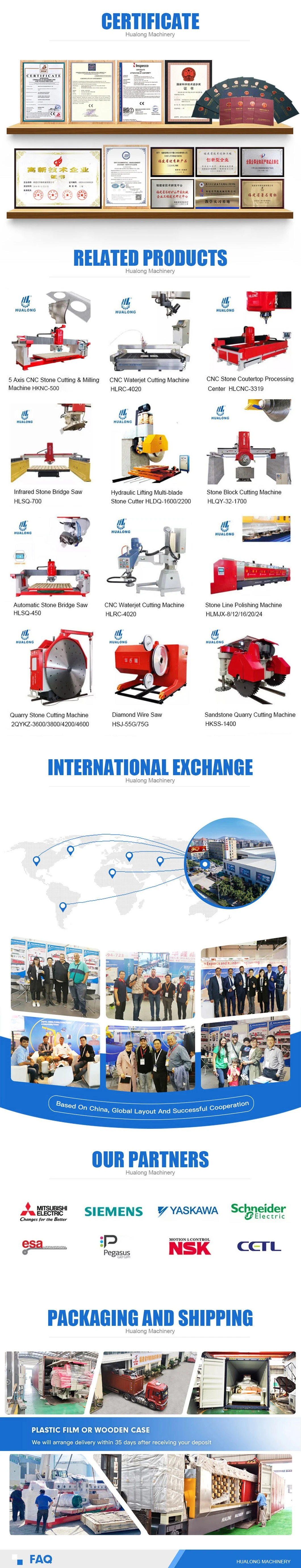 Hualong Chainsaw Diamond Wire Saw Machine for Marble Granite Quartz Block Cutting with Pneumatic & Electrical Drilling Machine in Australia/Indonesia/Ethiopia