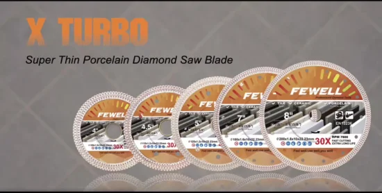 Lama per sega a disco diamantata turbo super ultra sottile da 4,5 pollici 115 * 10 * 22,23 mm 1,2 spessore per il taglio di piastrelle di ceramica in porcellana